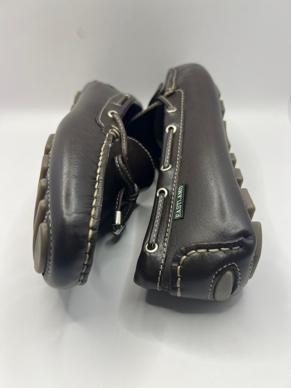 Eastland Dark Brown Leather Women's Moccasin Loafers with Bow - Picture 5 of 6